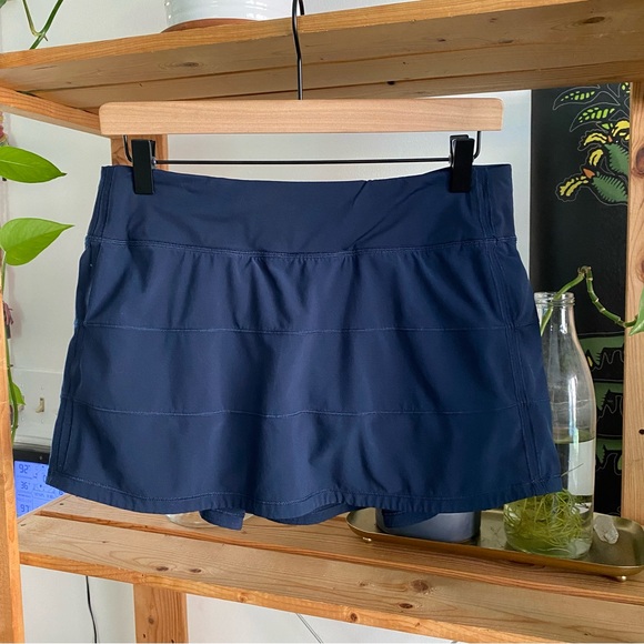 Lululemon True Navy Blue Pace Rival Mid Rise Skirt Skort 8 - Picture 6 of 15